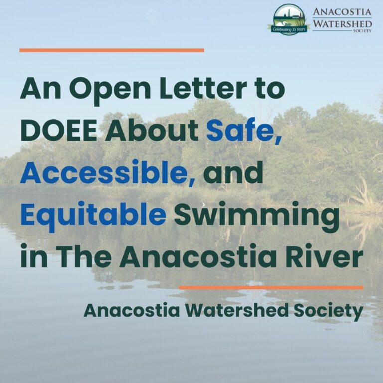 Open Letter to DOEE About Safe, Accessible, and Equitable Swimming in The Anacostia River